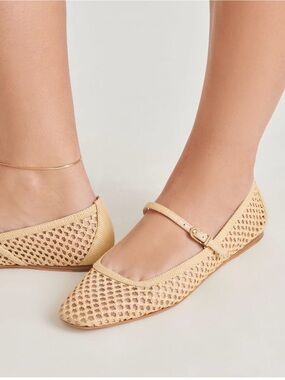 Dolce Vita Reyes Ballet Flats Lt Natural Woven Raffia Mary Jane Size 12